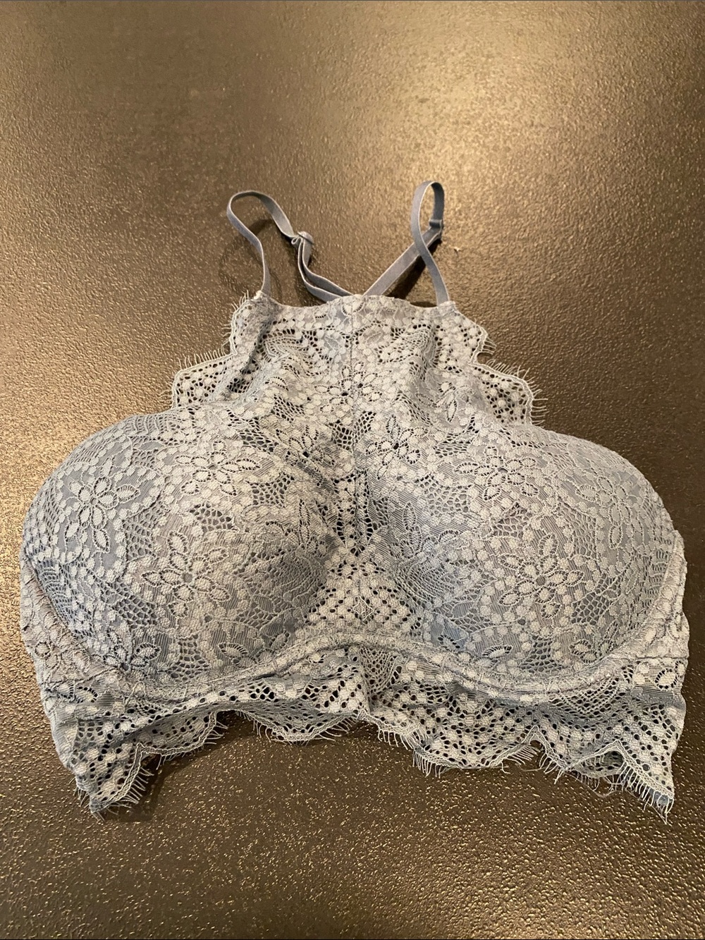 Lace Longline Bralette in Dusty Blue
